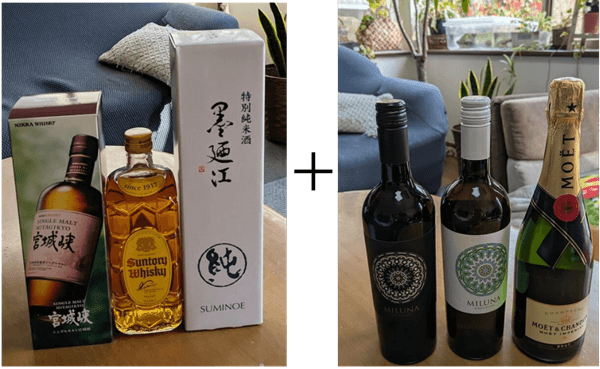 宮城峡・サントリー特角・墨廼江純米セット＋モエ・エ・シャンドン白・ミルーナ赤・ミルーナ白セット